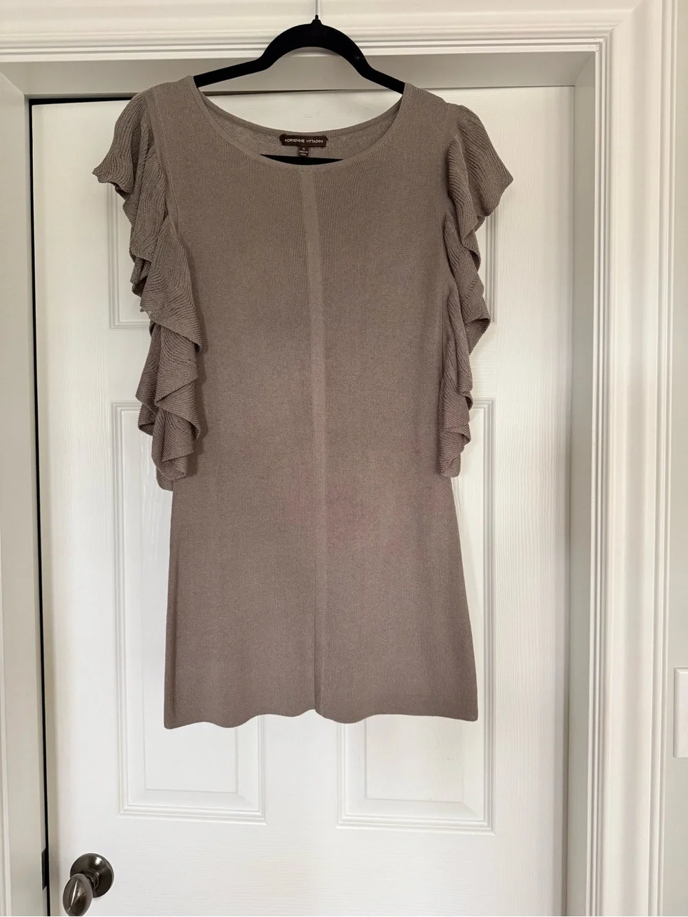 Adrienne Vittadini Gray Ruffle Sleeveless Top - Picture 1 of 3